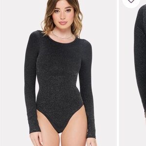 YITTY Shimmering Black Long Sleeve Bodysuit